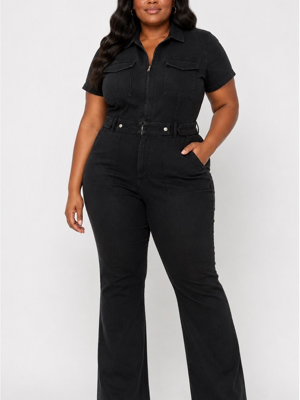 GOOD AMERICAN Stretch Denim Black Jumpsuit Size XL NWT MSRP $199 - Picture 1 of 6